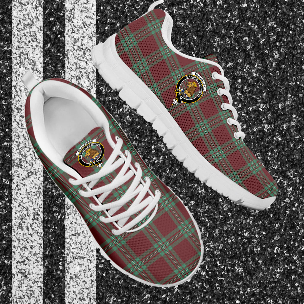 MacGregor Hunting Ancient Tartan Sneakers with Family Crest - Tartan Vibes Clothing