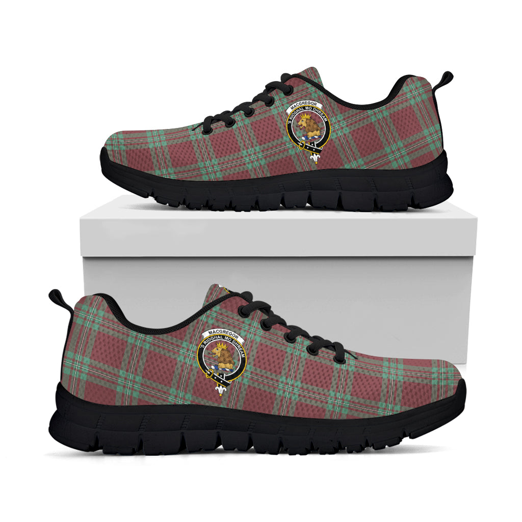 MacGregor Hunting Ancient Tartan Sneakers with Family Crest - Tartan Vibes Clothing