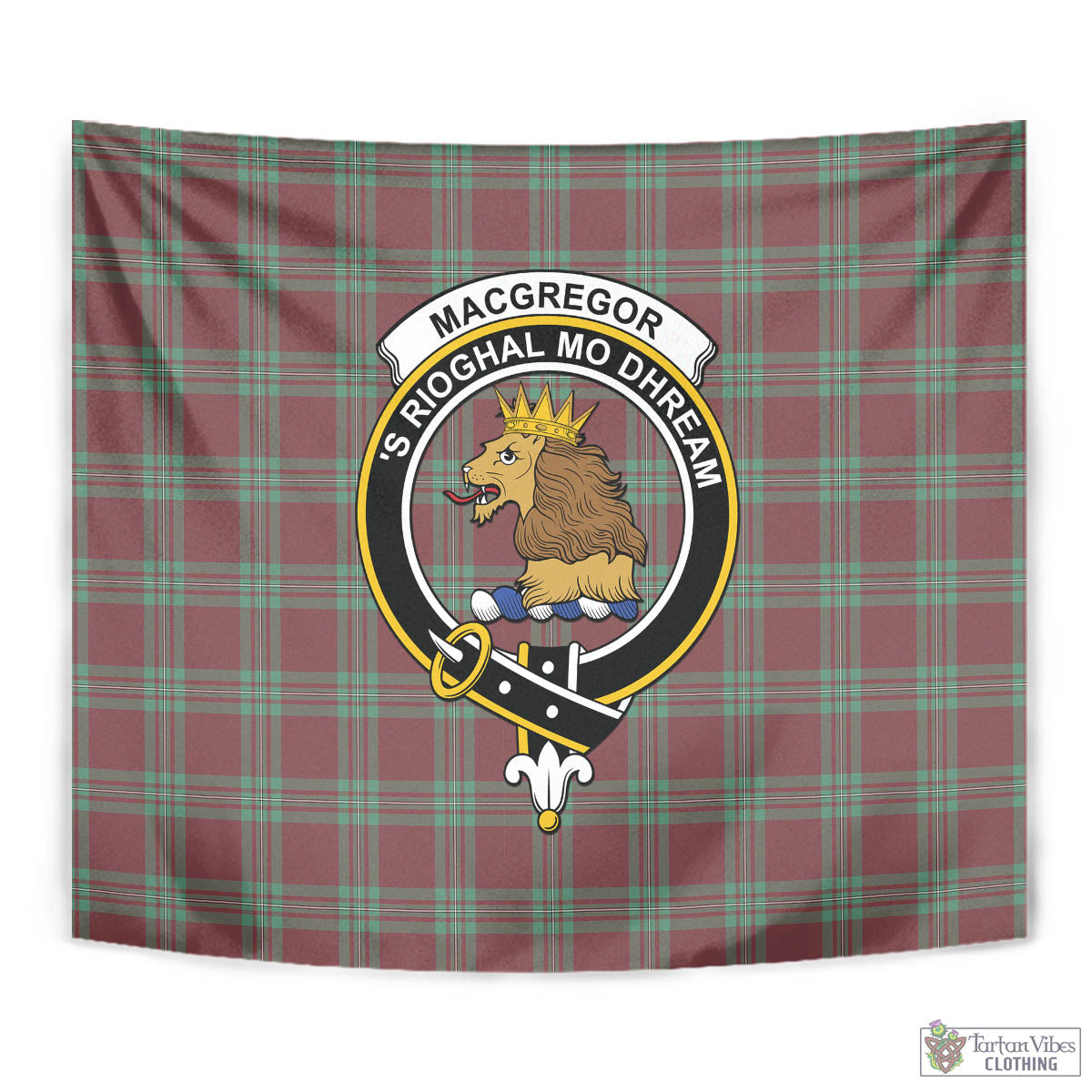 Tartan Vibes Clothing MacGregor Hunting Ancient Tartan Tapestry Wall Hanging and Home Decor for Room with Family Crest