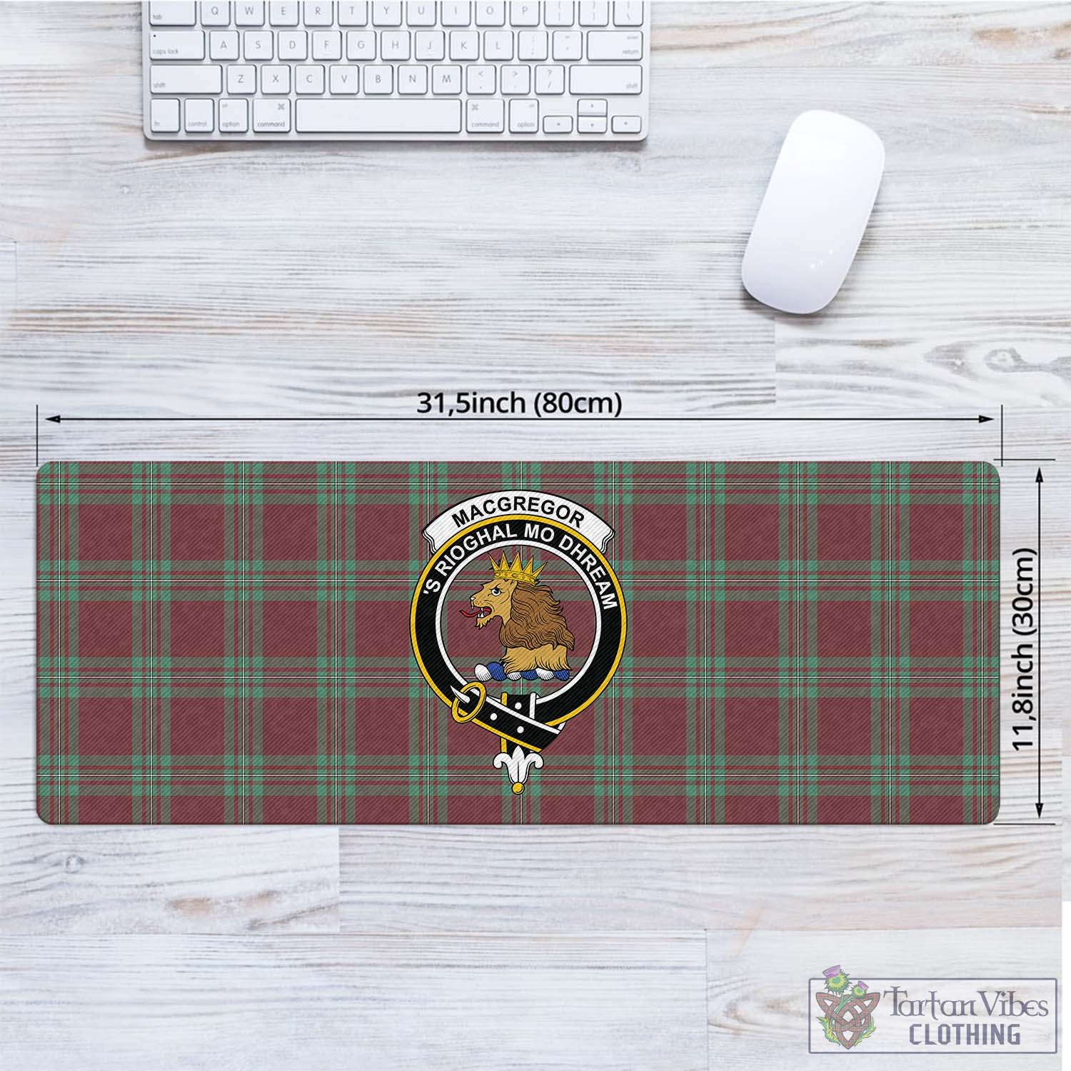 Tartan Vibes Clothing MacGregor Hunting Ancient Tartan Mouse Pad with Family Crest