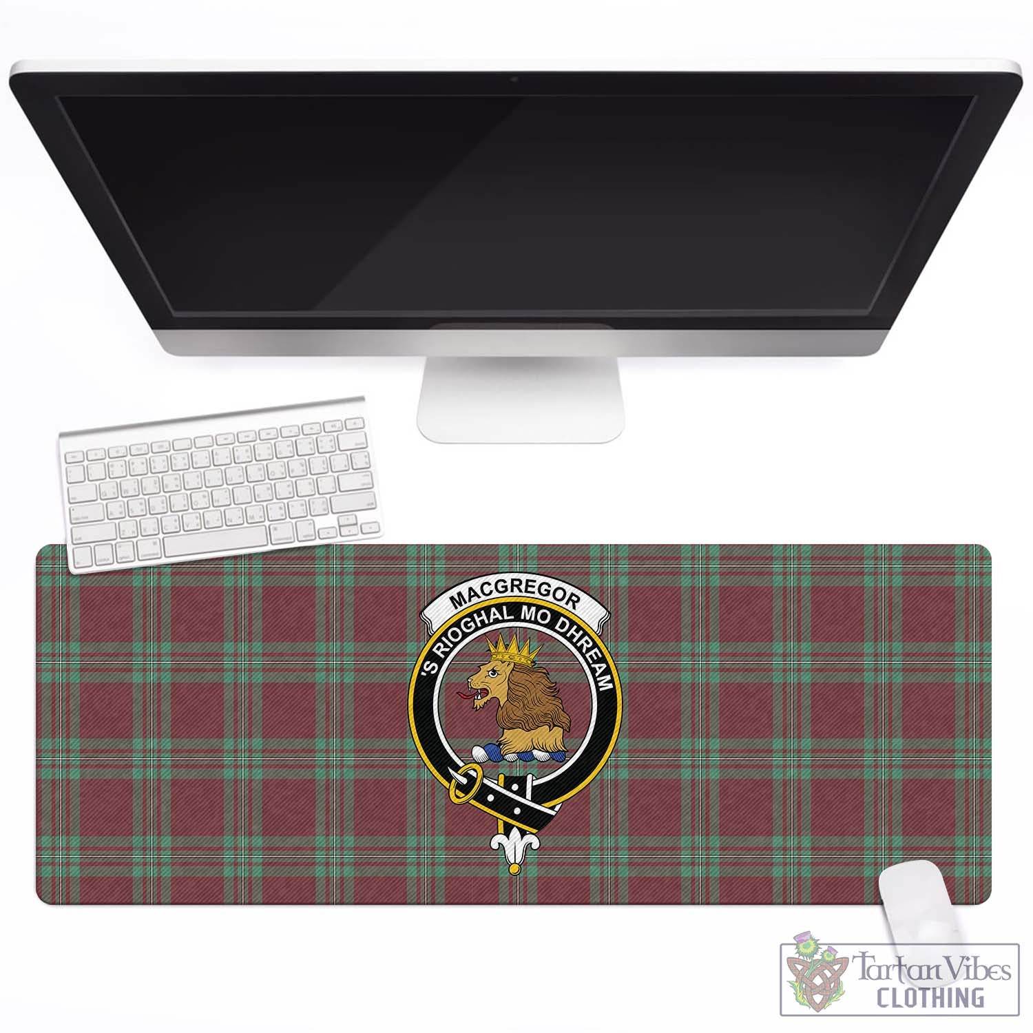 Tartan Vibes Clothing MacGregor Hunting Ancient Tartan Mouse Pad with Family Crest