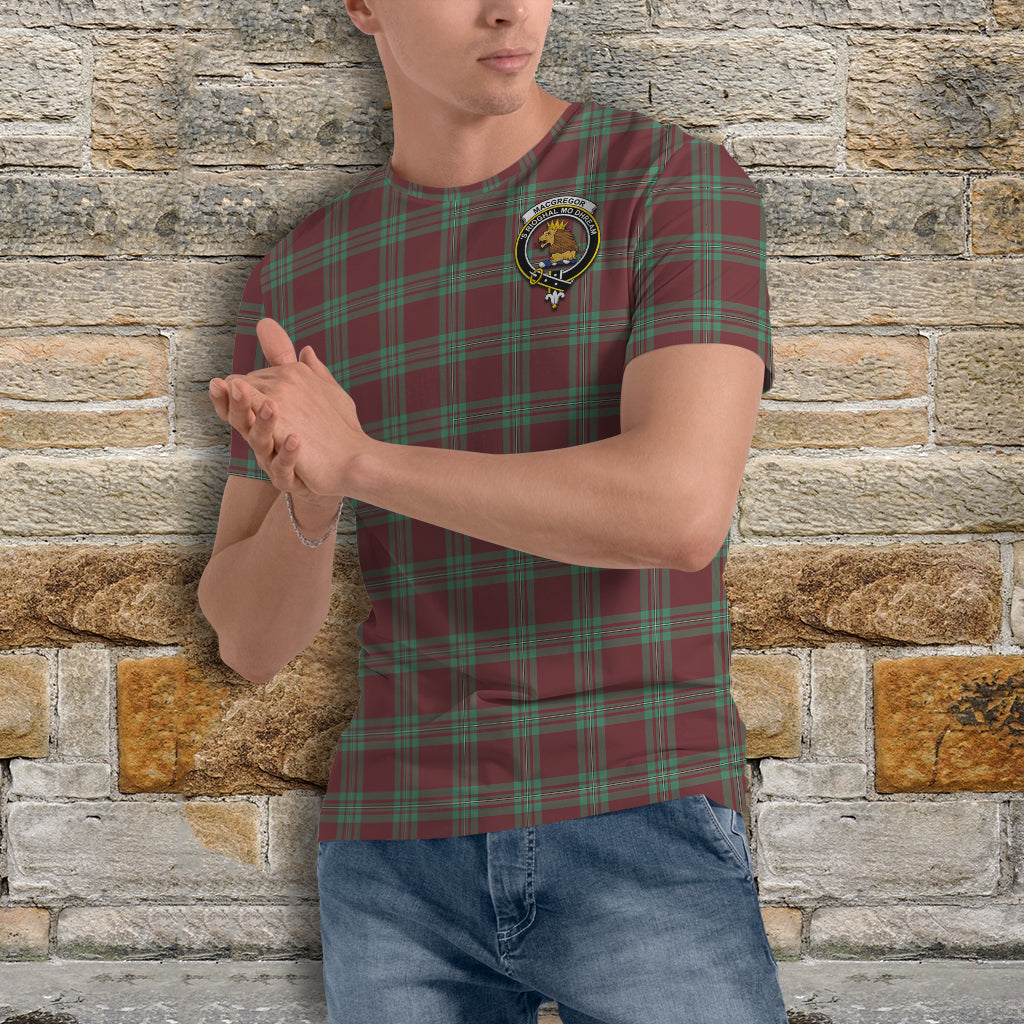 MacGregor Hunting Ancient Tartan T-Shirt with Family Crest - Tartan Vibes Clothing