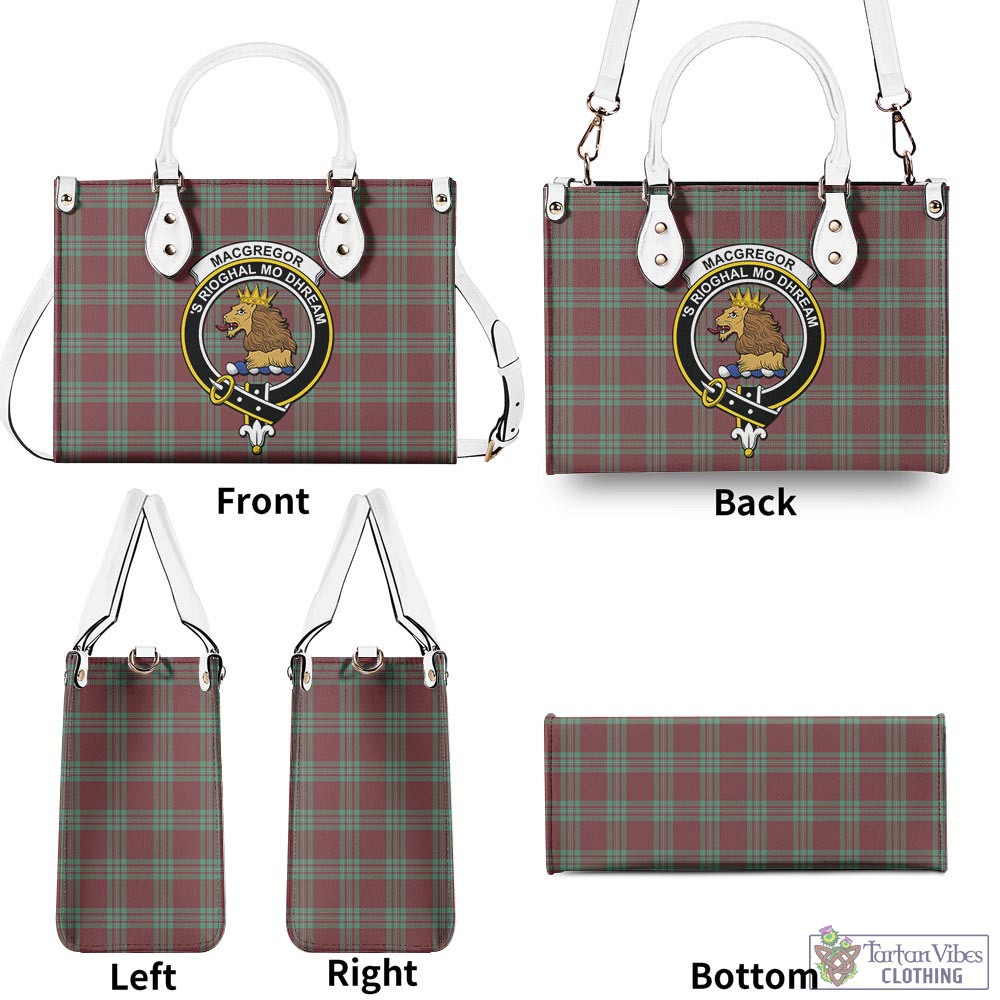 Tartan Vibes Clothing MacGregor Hunting Ancient Tartan Luxury Leather Handbags with Family Crest