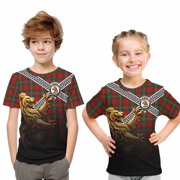 MacGregor (McGregor) Crest Tartan Kid T-Shirt with Golden Lion Emblem Celtic Style Youth XL Size14 - Tartan Vibes Clothing