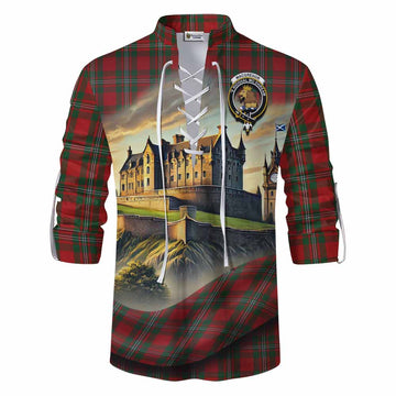 MacGregor (McGregor) Tartan Family Crest Ghillie Kilt Shirt with Scottish Ancient Castle Style Men - Tartan Vibes Clothing