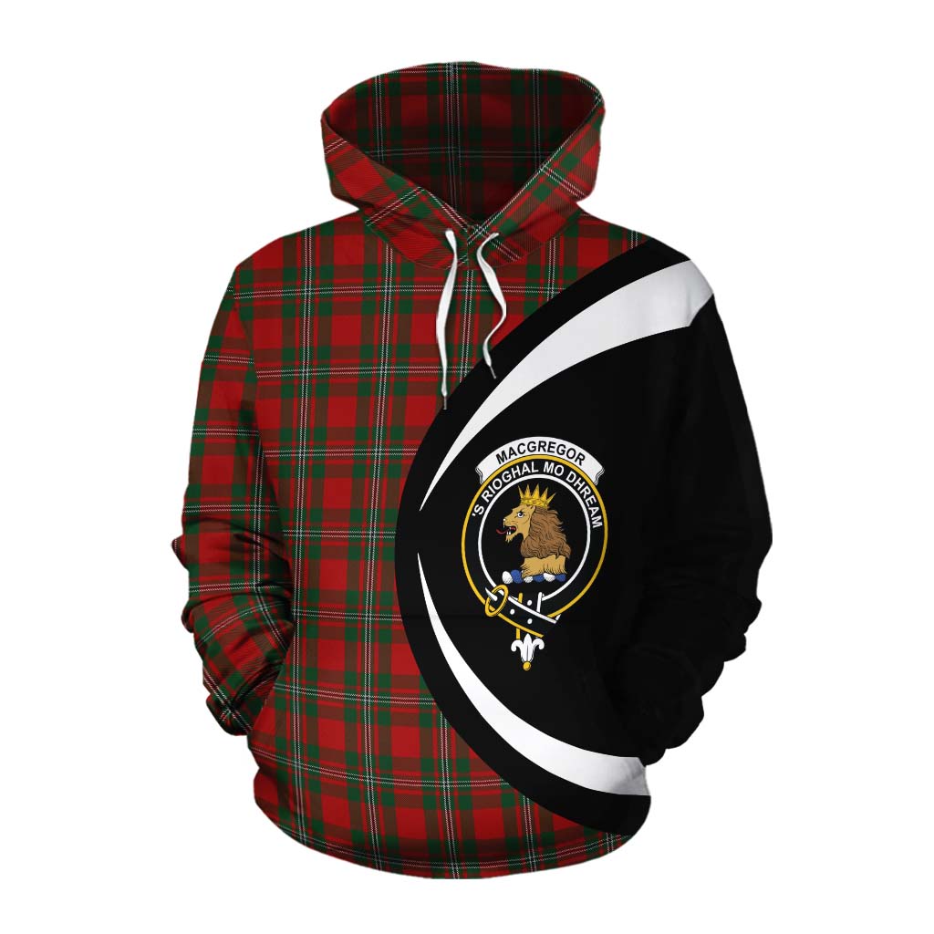 Tartan Vibes Clothing MacGregor (McGregor) Tartan Cotton Hoodie with Family Crest Circle Style