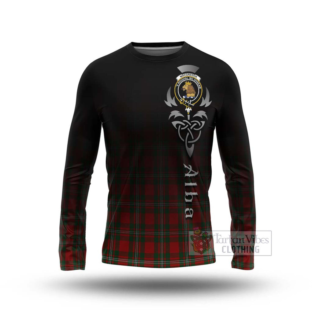 Tartan Vibes Clothing MacGregor (McGregor) Tartan Long Sleeve T-Shirt Featuring Alba Gu Brath Family Crest Celtic Inspired