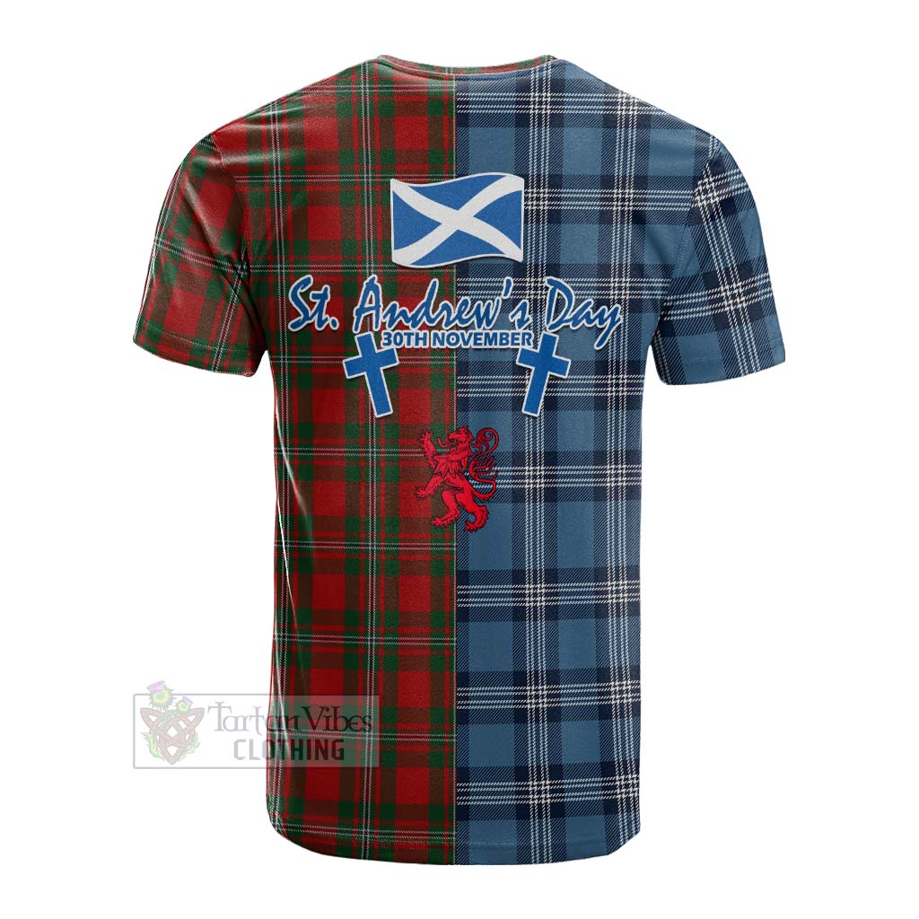 Tartan Vibes Clothing MacGregor (McGregor) Tartan Cotton T-shirt Happy St. Andrew's Day Half Tartan Style