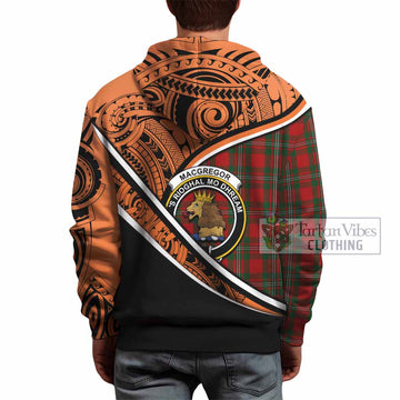 MacGregor (McGregor) Crest Tartan Hoodie with Polynesian Vibes Style - Orange Version