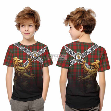 MacGregor (McGregor) Crest Tartan Kid T-Shirt with Golden Lion Emblem Celtic Style - Tartan Vibes Clothing