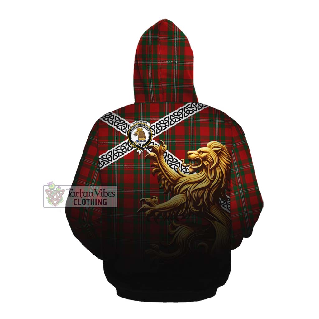 MacGregor (McGregor) Crest Tartan Cotton Hoodie with Golden Lion Emblem Celtic Style Pullover Hoodie - Tartan Vibes Clothing