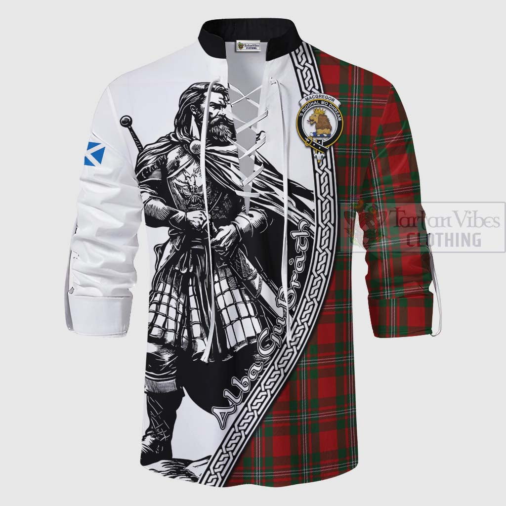 Tartan Vibes Clothing MacGregor (McGregor) Tartan Clan Crest Ghillie Kilt Shirt with Highlander Warrior Celtic Style