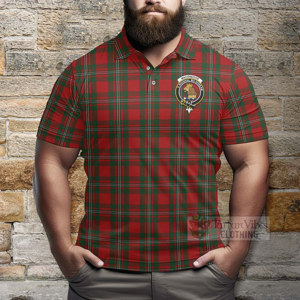 Tartan Vibes Clothing MacGregor (McGregor) Tartan Polo Shirt with Family Crest and Bearded Skull Holding Bottles of Whiskey