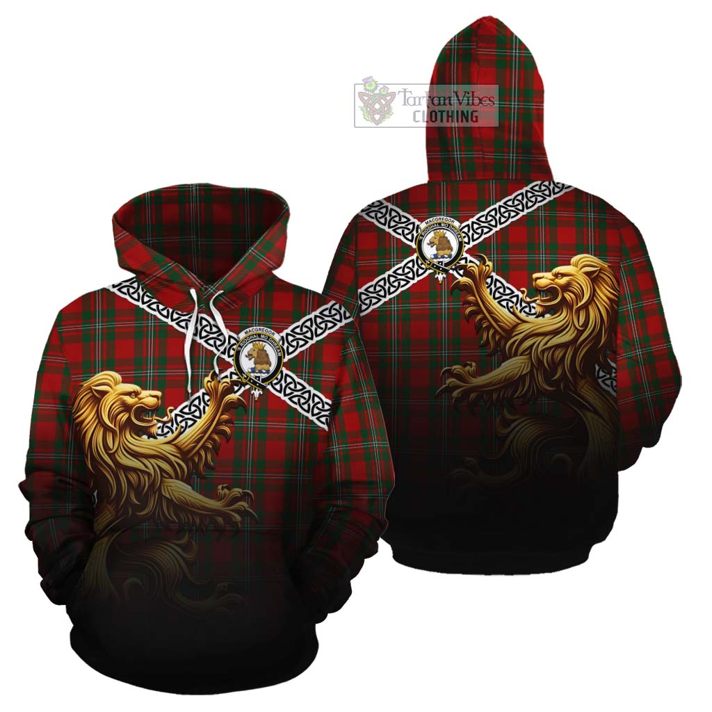 MacGregor (McGregor) Crest Tartan Cotton Hoodie with Golden Lion Emblem Celtic Style - Tartan Vibes Clothing