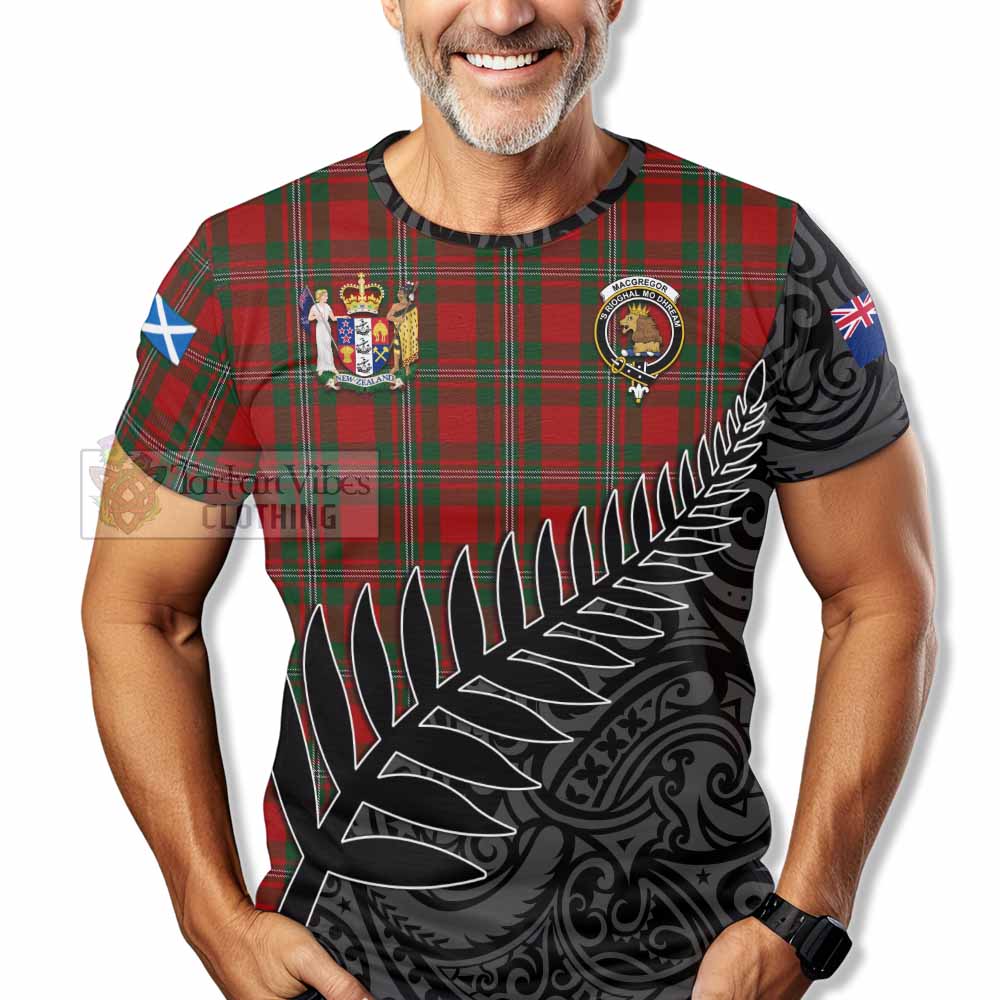 Tartan Vibes Clothing MacGregor (McGregor) Crest Tartan T-Shirt with New Zealand Silver Fern Half Style