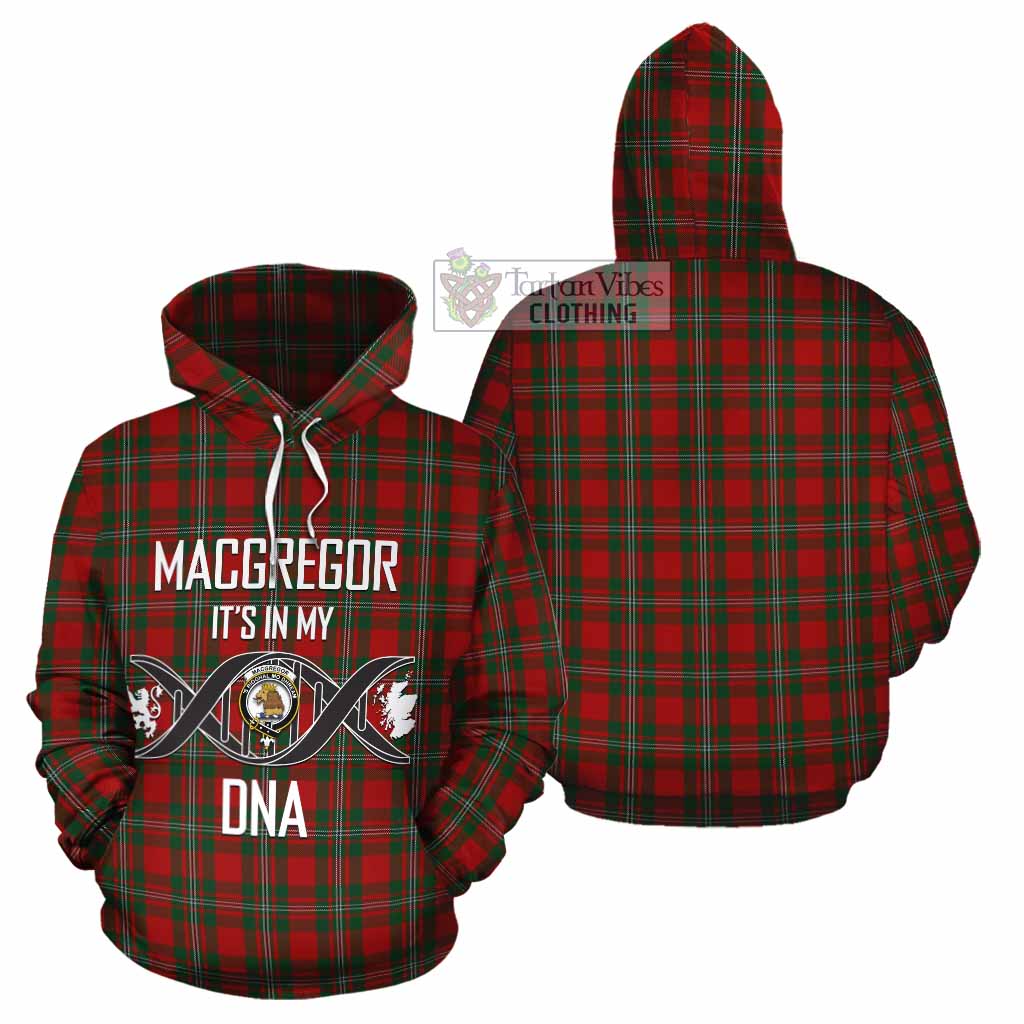 Tartan Vibes Clothing MacGregor (McGregor) Tartan Cotton Hoodie with Family Crest DNA In Me Style