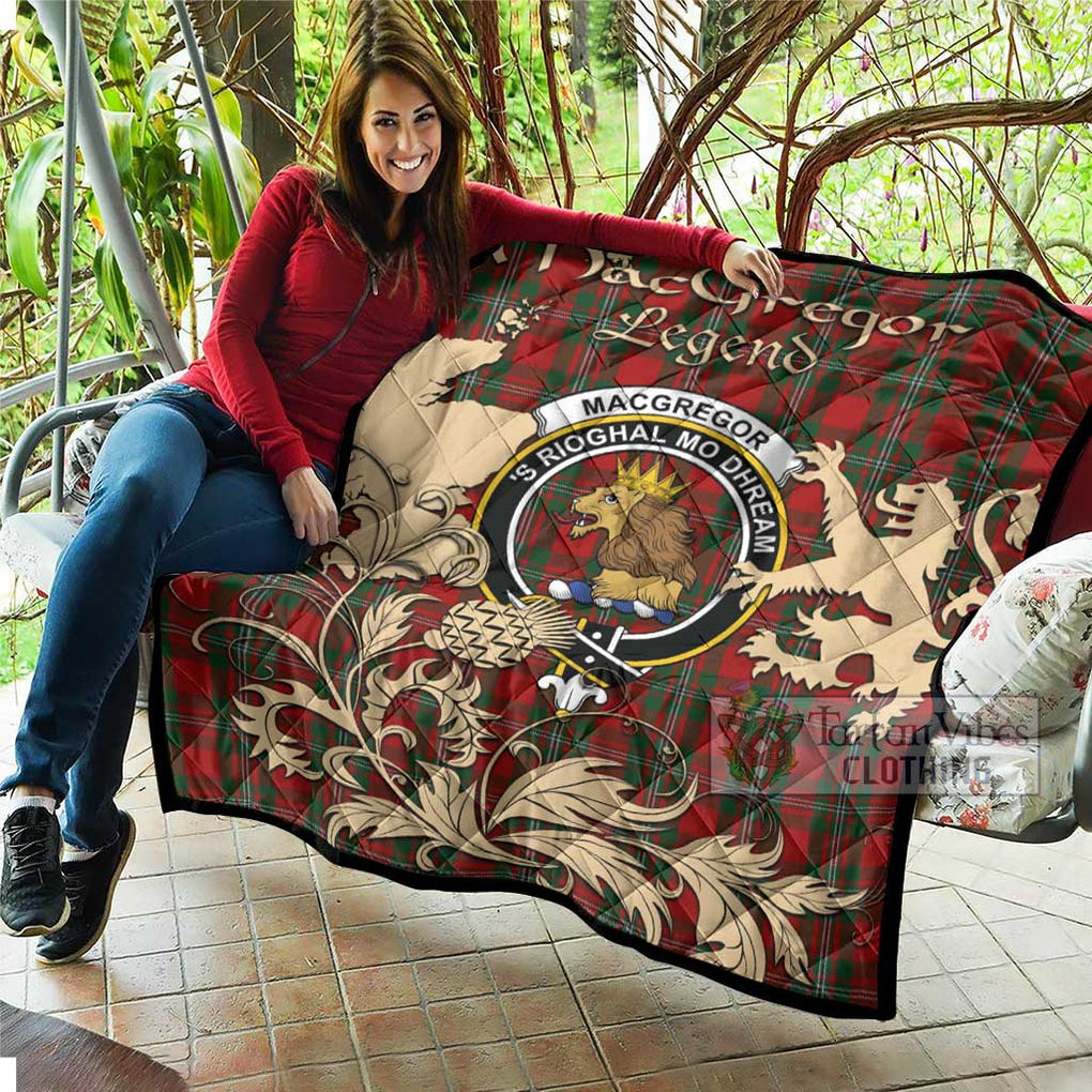 Tartan Vibes Clothing MacGregor (McGregor) Tartan Quilt with Family Crest and Scottish Symbol Style