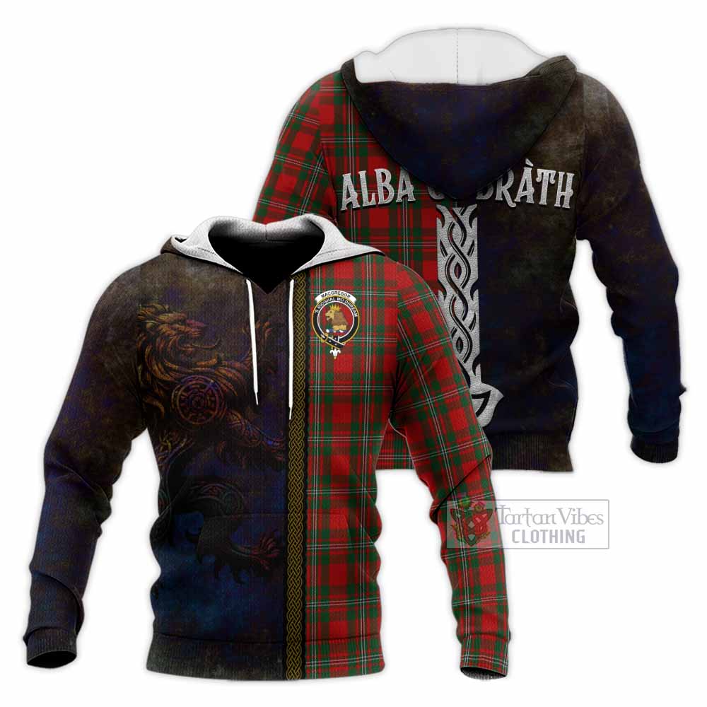 MacGregor (McGregor) Tartan Family Crest Knitted Hoodie Alba Gu Brath Be Brave Lion Ancient Style - Tartan Vibes Clothing
