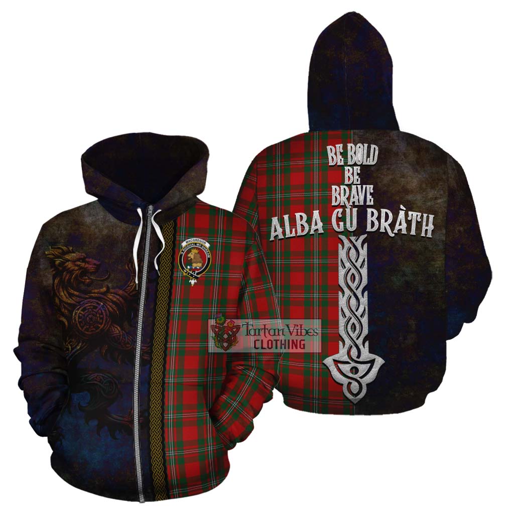 MacGregor (McGregor) Tartan Family Crest Cotton Hoodie Alba Gu Brath Be Brave Lion Ancient Style Zip Hoodie - Tartan Vibes Clothing