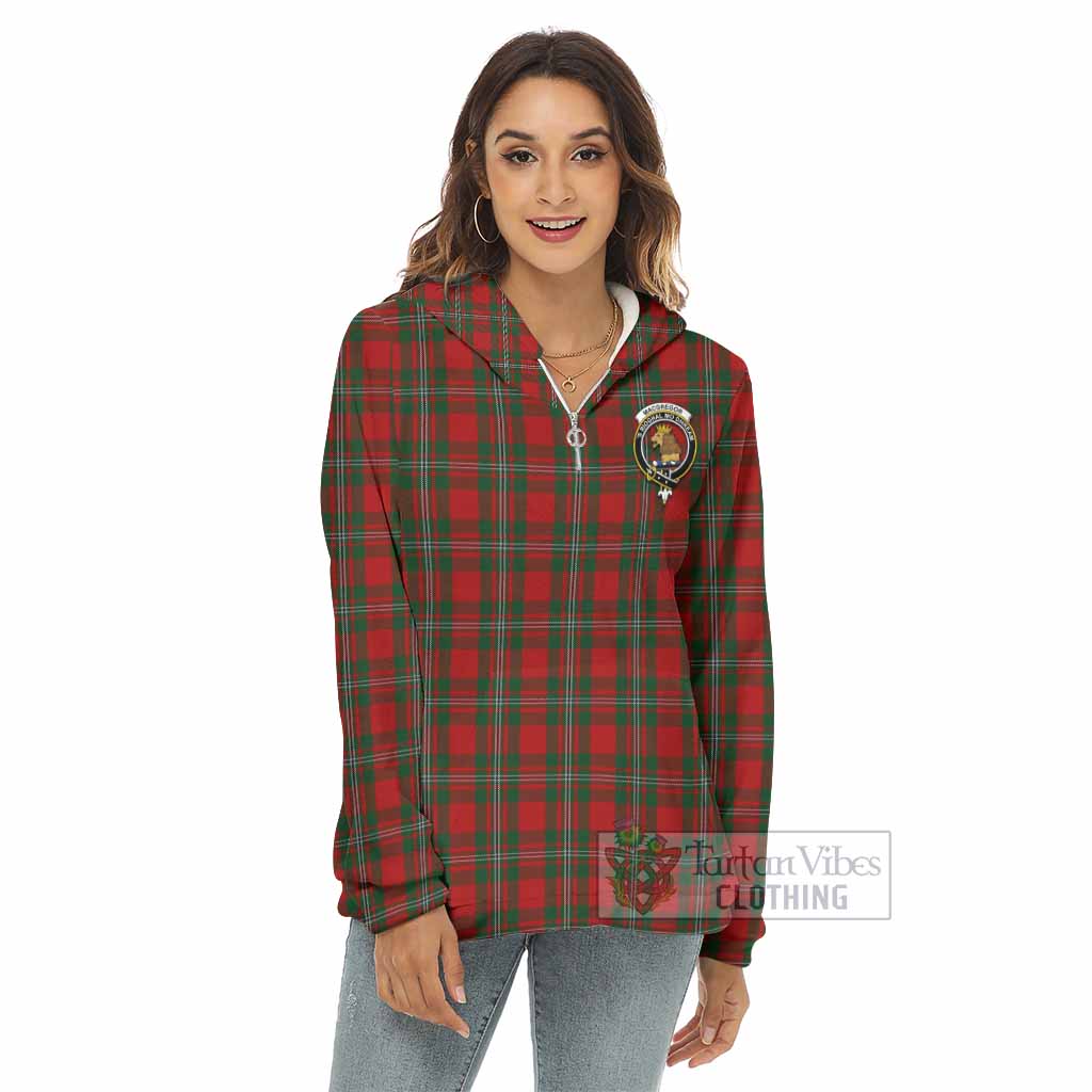 MacGregor (McGregor) Tartan Women's Borg Fleece Hoodie with Half Zip with Family Crest - Tartan Vibes Clothing