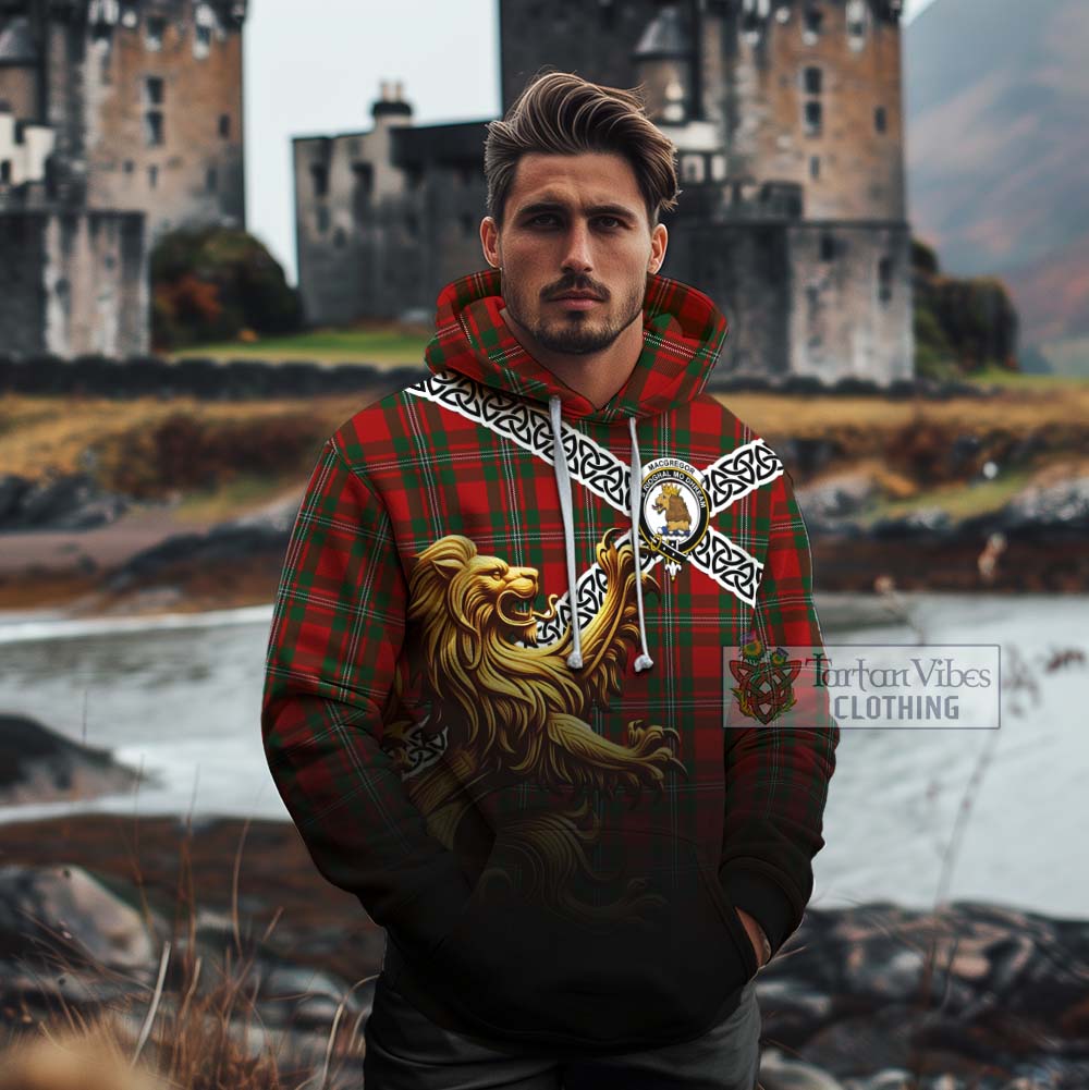 MacGregor (McGregor) Crest Tartan Cotton Hoodie with Golden Lion Emblem Celtic Style - Tartan Vibes Clothing
