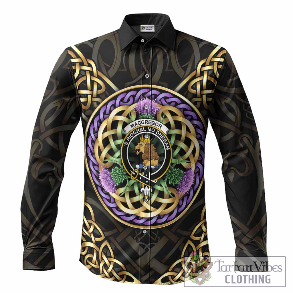 MacGregor (McGregor) Clan Crest Long Sleeve Button Shirts Celtic Scottish Thistle Men's Shirt S - Tartan Vibes Clothing