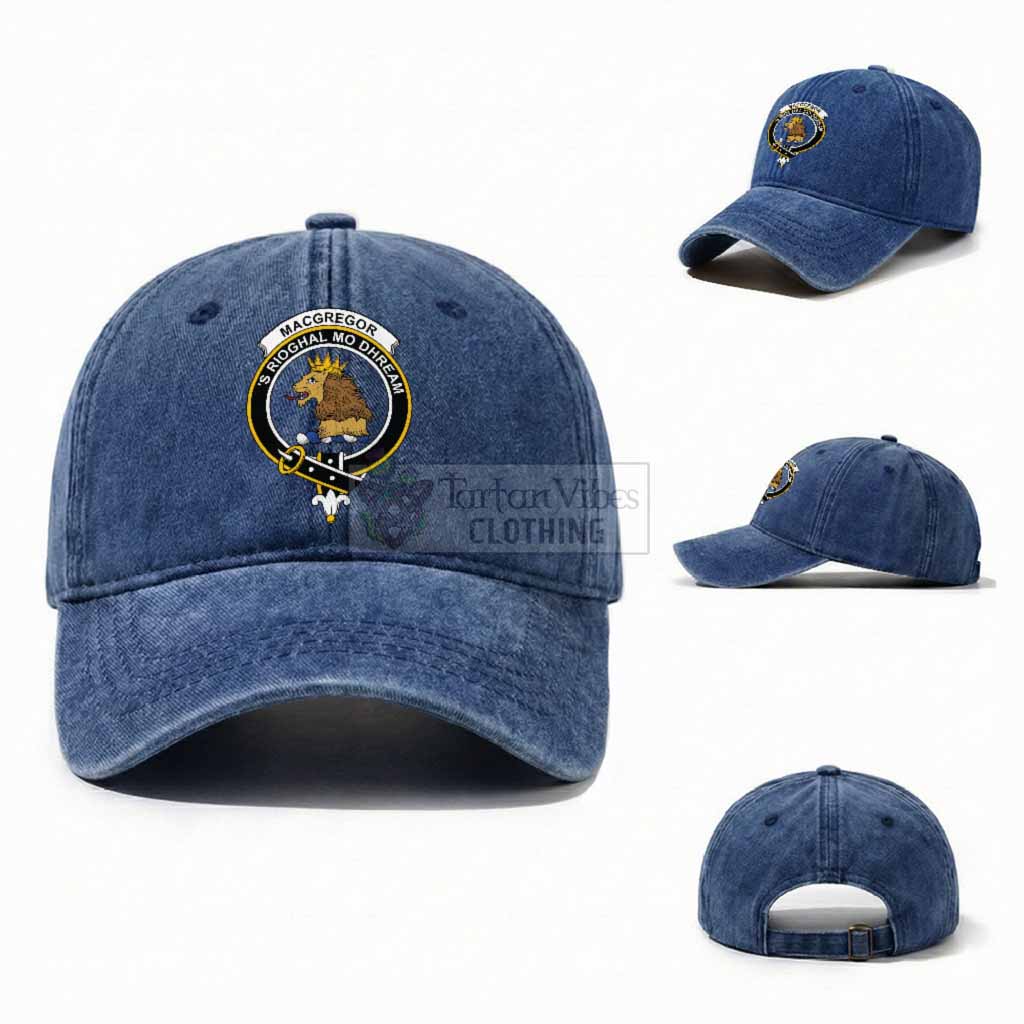 MacGregor (McGregor) Scottish Clan Crest Washed Baseball Cap One Size (Adjustable) Royal Blue - Tartan Vibes Clothing