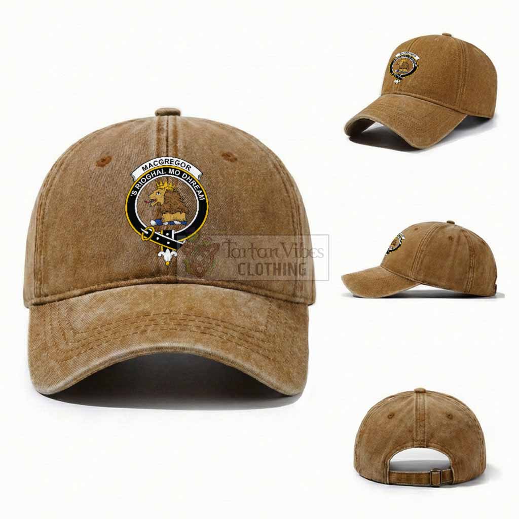 MacGregor (McGregor) Scottish Clan Crest Washed Baseball Cap One Size (Adjustable) Ginger - Tartan Vibes Clothing