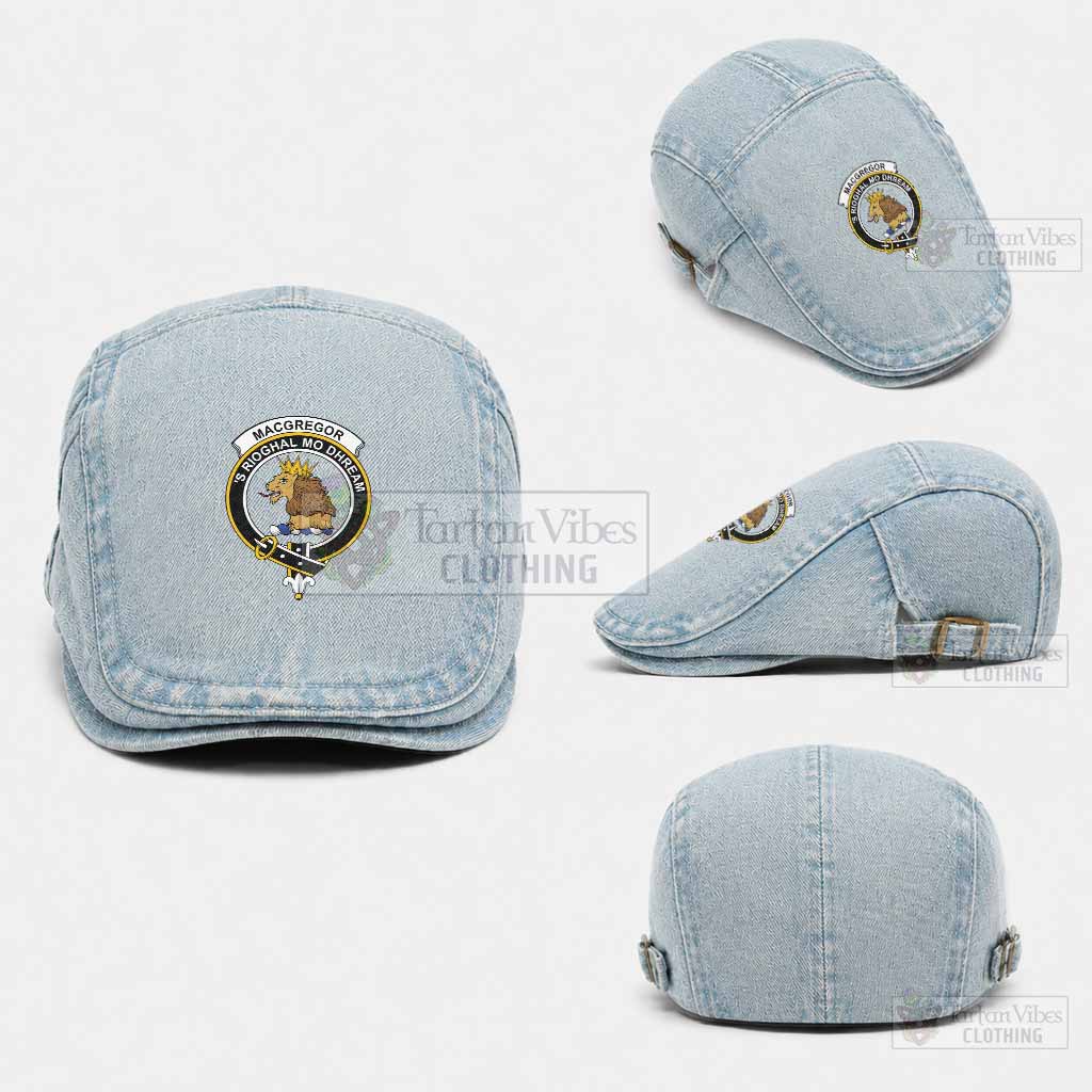 MacGregor (McGregor) Scottish Clan Crest Washed Flat Cap - Unisex Jeff Cap One Size (Adjustable) Light Blue - Tartan Vibes Clothing