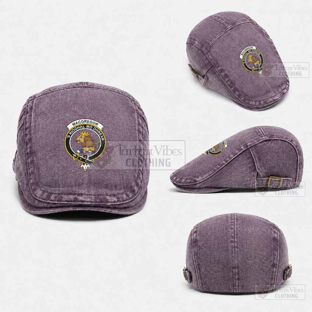 MacGregor (McGregor) Scottish Clan Crest Washed Flat Cap - Unisex Jeff Cap One Size (Adjustable) Purple - Tartan Vibes Clothing