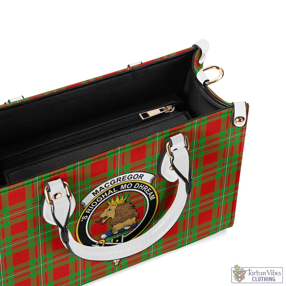 Tartan Vibes Clothing MacGregor Modern Tartan Luxury Leather Handbags with Family Crest