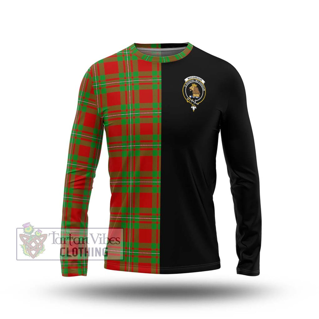 MacGregor Modern Tartan Long Sleeve T-Shirt with Family Crest and Half Of Me Style Unisex - Tartanvibesclothing Shop