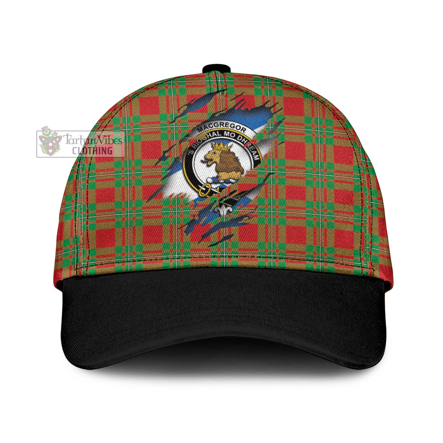 Tartan Vibes Clothing MacGregor Modern Tartan Classic Cap with Family Crest In Me Style