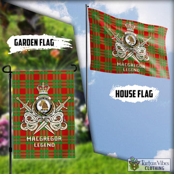 MacGregor Modern Tartan Flag with Clan Crest and the Golden Sword of Courageous Legacy