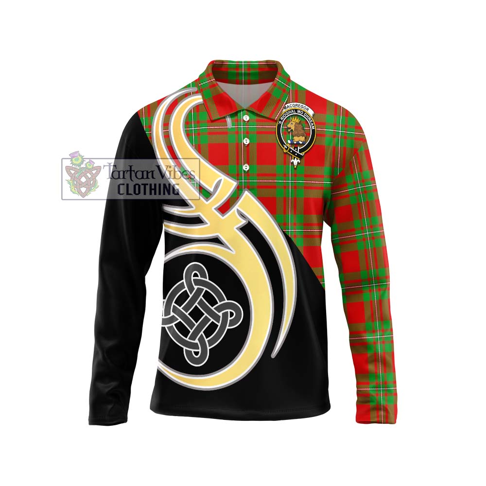 MacGregor Modern Tartan Long Sleeve Polo Shirt with Family Crest and Celtic Symbol Style Unisex - Tartan Vibes Clothing