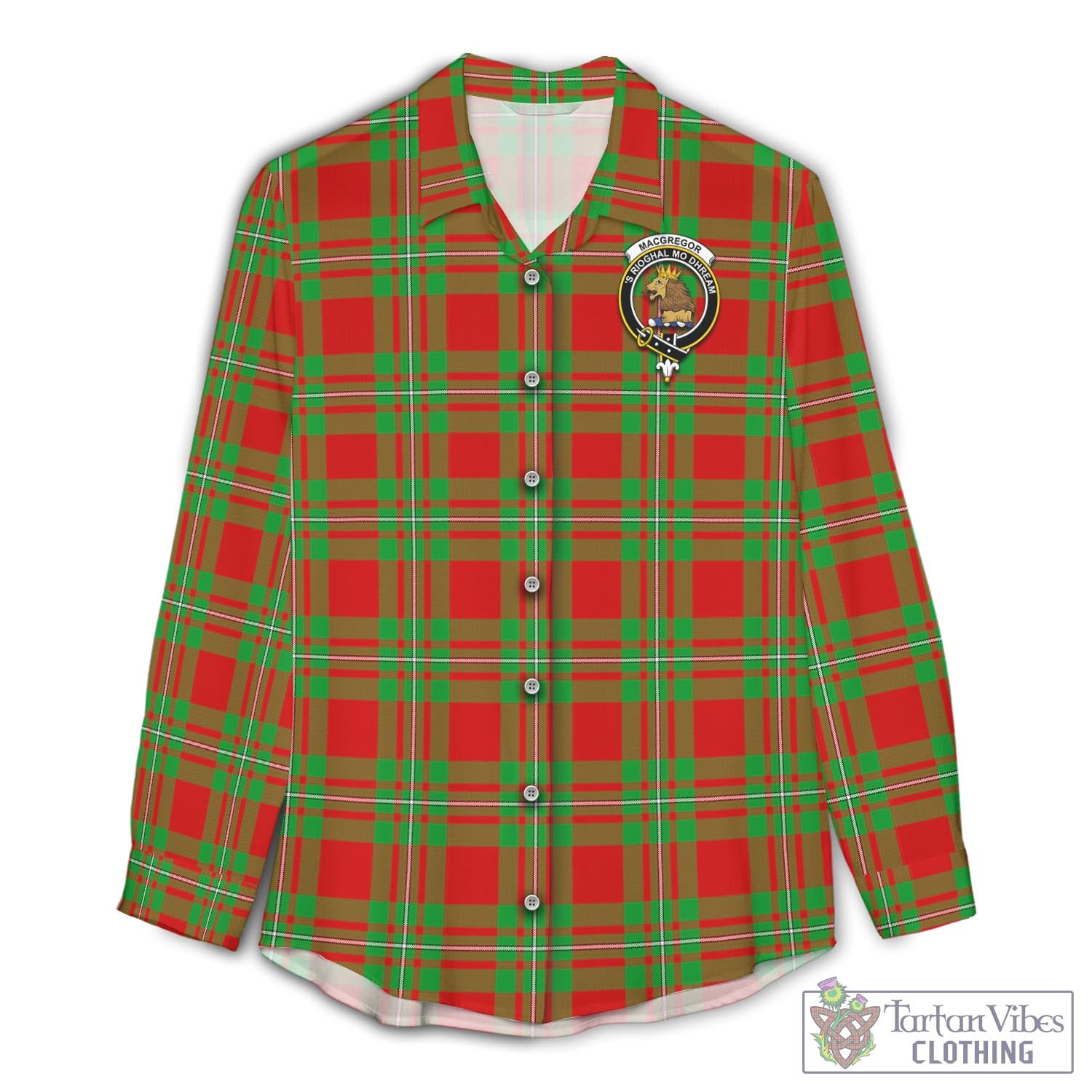 Tartan Vibes Clothing MacGregor Modern Tartan Womens Casual Shirt with Family Crest