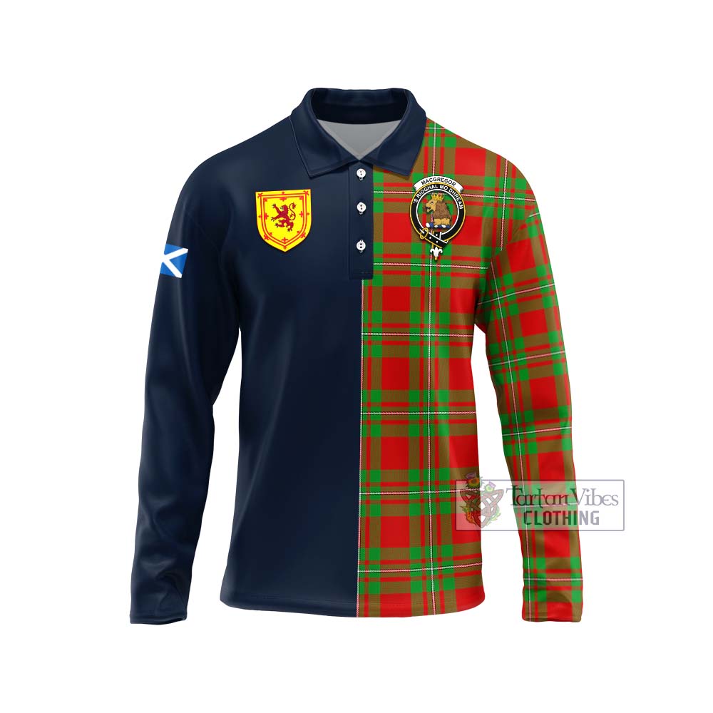 Tartan Vibes Clothing MacGregor Modern Tartan Long Sleeve Polo Shirt with Scottish Lion Royal Arm Half Style