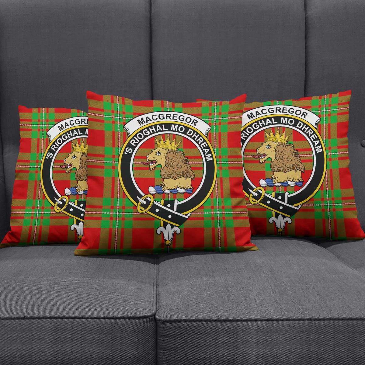 MacGregor Modern Tartan Pillow Cover with Family Crest Square Pillow Cover - Tartanvibesclothing