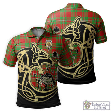 MacGregor Modern Tartan Polo Shirt with Family Crest Celtic Wolf Style