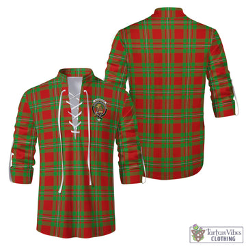 MacGregor Modern Tartan Men's Scottish Traditional Jacobite Ghillie Kilt Shirt with Family Crest