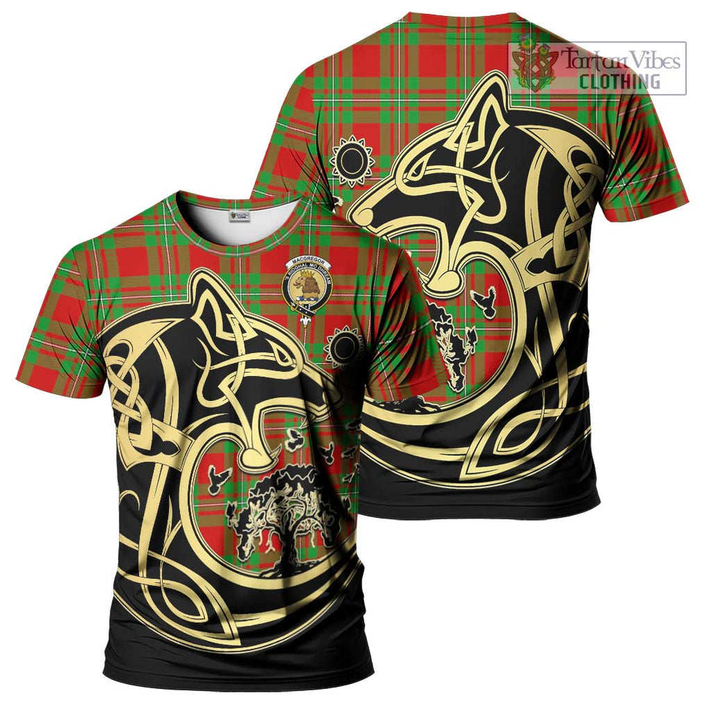 MacGregor Modern Tartan T-Shirt with Family Crest Celtic Wolf Style Kid's Shirt - Tartan Vibes Clothing