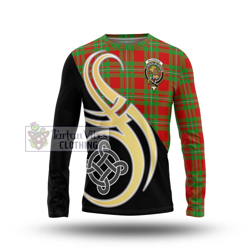 MacGregor Modern Tartan Long Sleeve T-Shirt with Family Crest and Celtic Symbol Style Unisex - Tartan Vibes Clothing