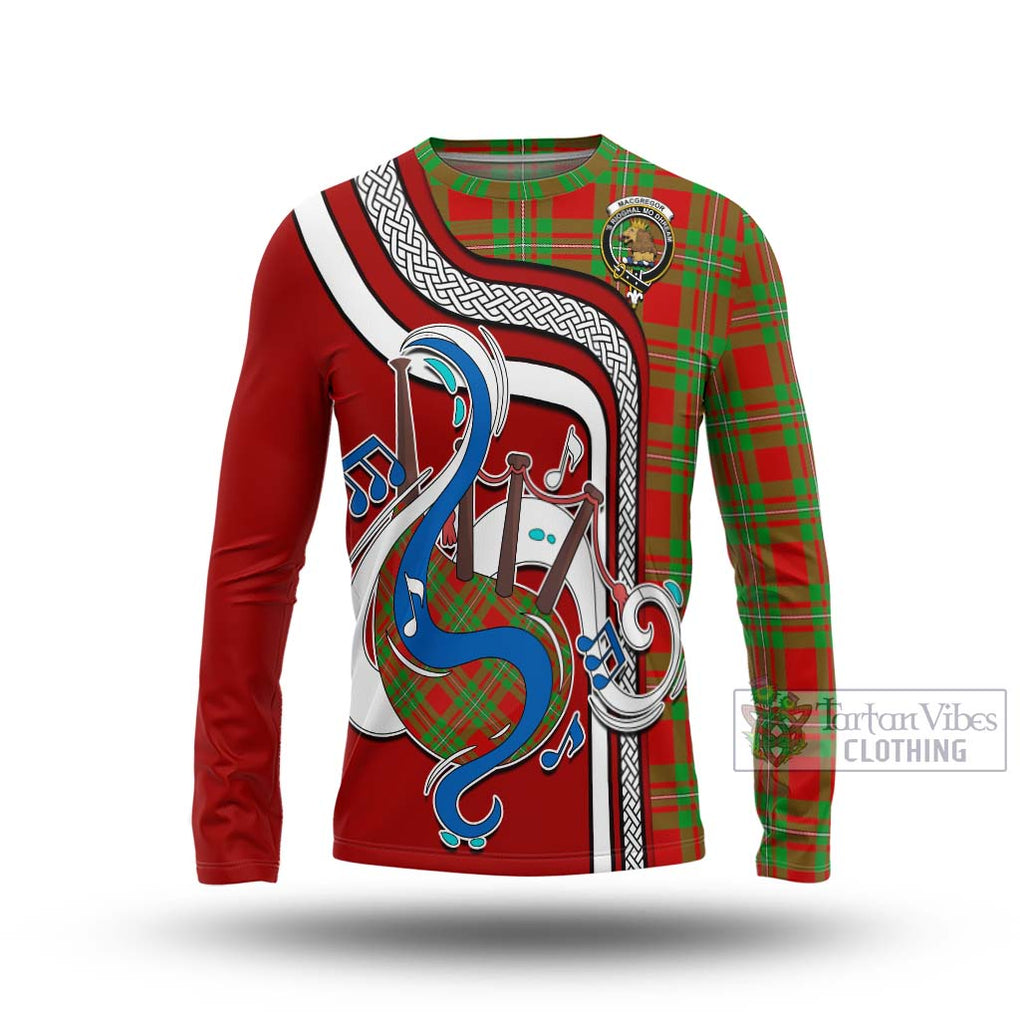 Tartan Vibes Clothing MacGregor Modern Tartan Long Sleeve T-Shirt with Epic Bagpipe Style