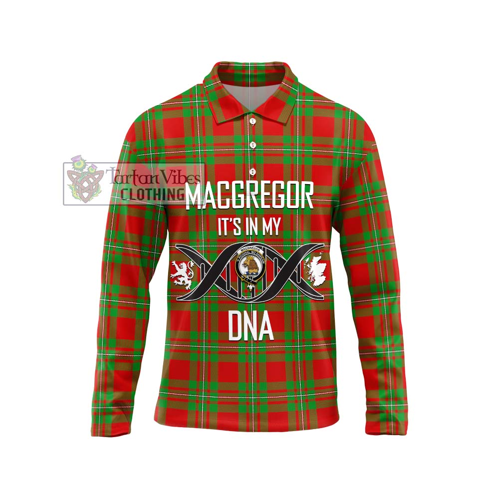 MacGregor Modern Tartan Long Sleeve Polo Shirt with Family Crest DNA In Me Style Unisex - Tartanvibesclothing Shop