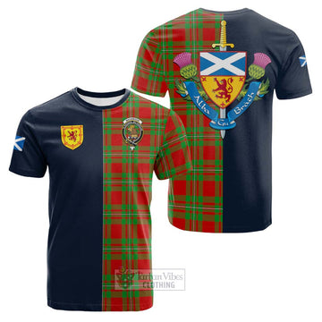 MacGregor Modern Tartan Cotton T-shirt Alba with Scottish Lion Royal Arm Half Style