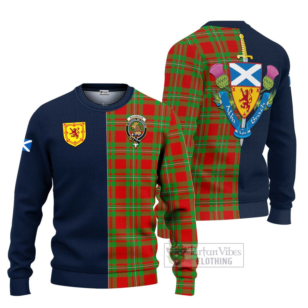 Tartan Vibes Clothing MacGregor Modern Tartan Knitted Sweater with Scottish Lion Royal Arm Half Style