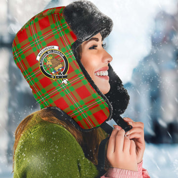 MacGregor Modern Tartan Winter Trapper Hat with Family Crest