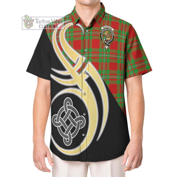 MacGregor Modern Tartan Short Sleeve Button Shirt with Family Crest and Celtic Symbol Style