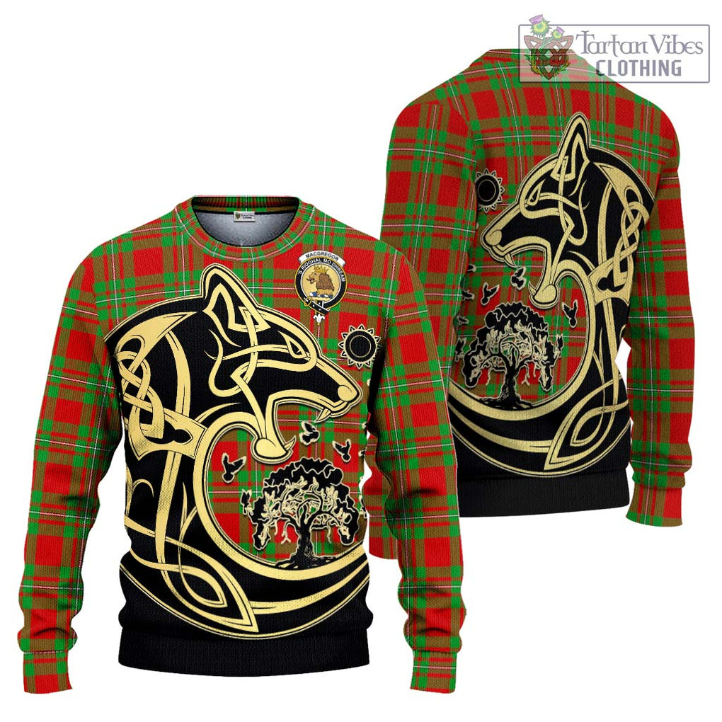 MacGregor Modern Tartan Knitted Sweater with Family Crest Celtic Wolf Style Unisex - Tartan Vibes Clothing