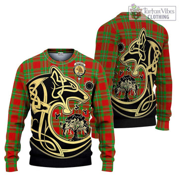 MacGregor Modern Tartan Ugly Sweater with Family Crest Celtic Wolf Style